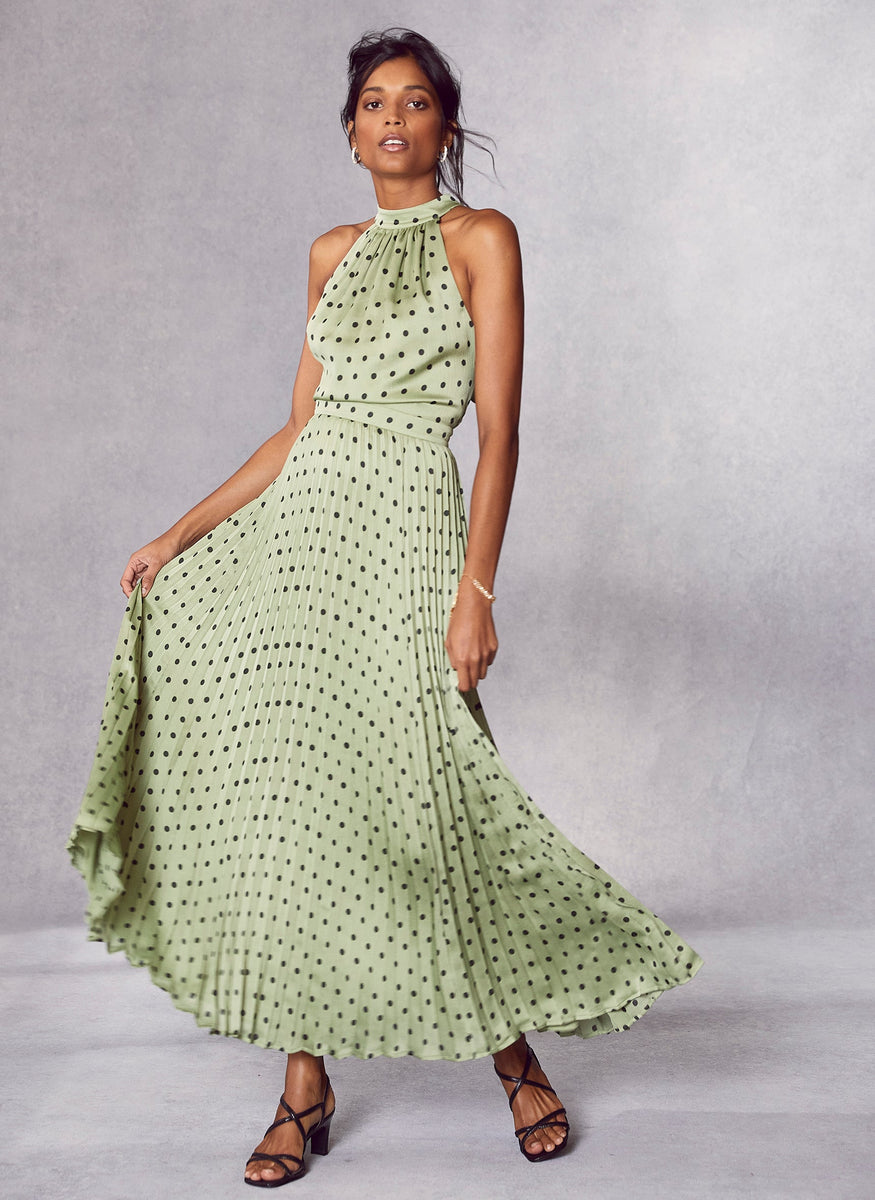 Khaki Polka Dot Maxi Dress – Mint Velvet